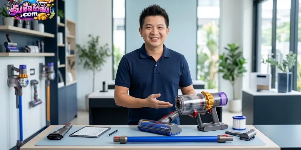 การตรวจเช็กสภาพเครื่องดูดฝุ่นและถูพื้น Dyson V12s Origin Submarine พร้อมหัวลูกกลิ้งเปียกก่อนส่งประเมินราคา