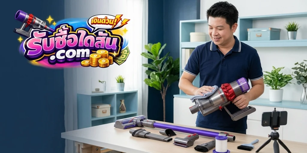 การเตรียมเครื่องดูดฝุ่นไร้สาย Dyson V16 Piston Animal รหัส SV53 และอุปกรณ์เสริมก่อนส่งรูปประเมินราคา